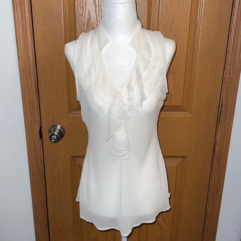 New York and Company Sleeveless Ruffle Shirt